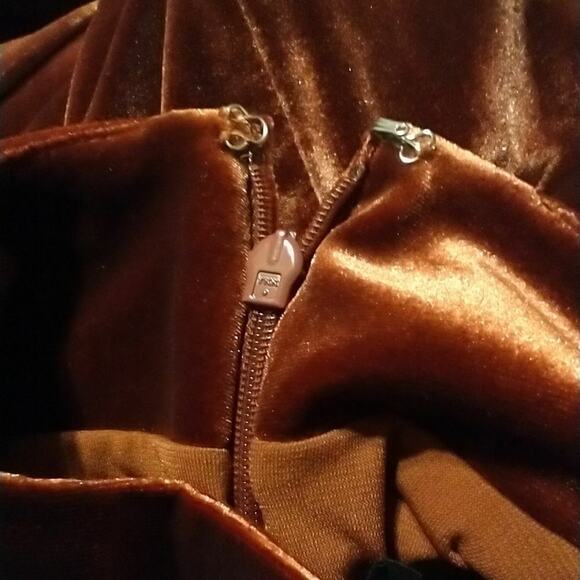 Michael Costello x REVOLVE Yuri Midi Dress Women's XXS Long Sleeve Velvet Rust - Picture 10 of 12